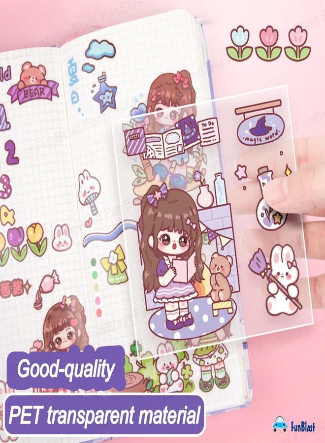 Pluspicks Nini’s Magic World Theme Kawaii Self Adhesive Floor Stickers -100 Sheets PVC Cute Washi Sticker for Project, Japanese Style Girls Sticker Set, Scrapbooking, DIY Arts Crafts - 18 x 18 x 2 CM - Image 3